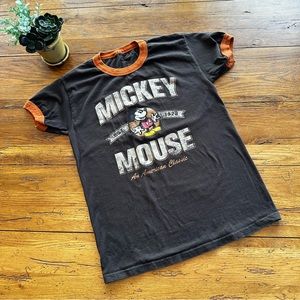 Disney Mickey Mouse Ringer T-Shirt Size Medium Brown/Orange